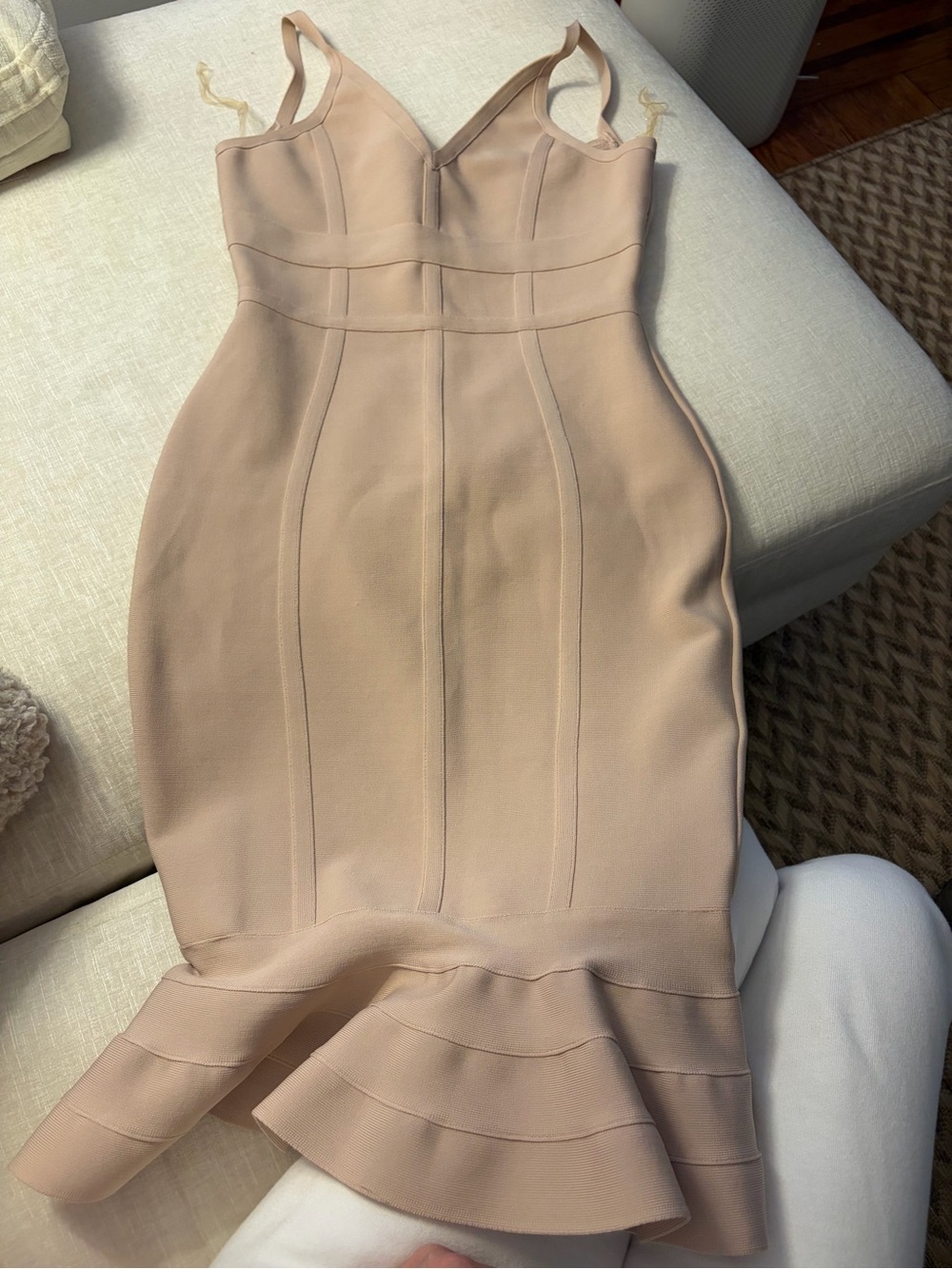 Women’s Blush Bodycon -bandage Ruffle-Hem Dress